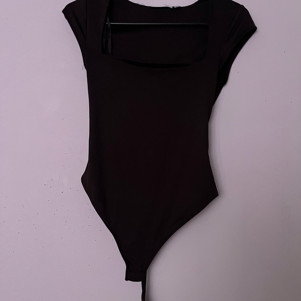 Black Square Neck Bodysuit